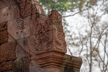 Banteay Srei Temple is an ancient temple in archaeological site in Cambodia.