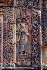 Fototapeta na wymiar Banteay Srei Temple is an ancient temple in archaeological site in Cambodia.
