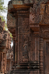 Banteay Srei Temple is an ancient temple in archaeological site in Cambodia.