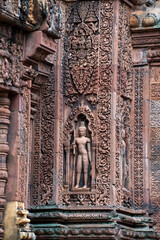 Banteay Srei Temple is an ancient temple in archaeological site in Cambodia.