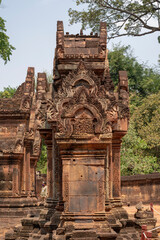 Banteay Srei Temple is an ancient temple in archaeological site in Cambodia.