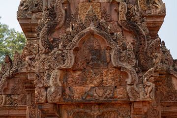 Banteay Srei Temple is an ancient temple in archaeological site in Cambodia.