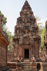 Banteay Srei Temple is an ancient temple in archaeological site in Cambodia.