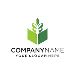 Green Plant Creative Book Logo Stock Vector - School illustration