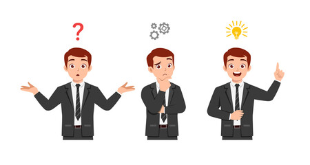 good looking man thinking and search for idea process