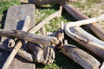 流木と海と砂浜の風景　南伊豆爪木埼にて
