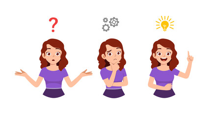 good looking woman thinking and search for idea process