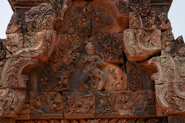 Banteay Srei Temple is an ancient temple in archaeological site in Cambodia.