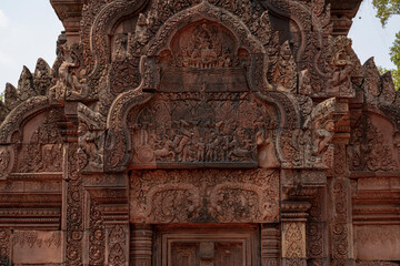 Banteay Srei Temple is an ancient temple in archaeological site in Cambodia.