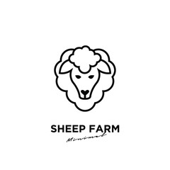 Sheep head monoline line logo icon design