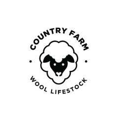 Sheep head monoline line logo icon design