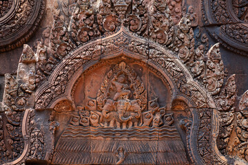 Banteay Srei Temple is an ancient temple in archaeological site in Cambodia.