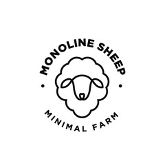 Sheep head monoline line logo icon design