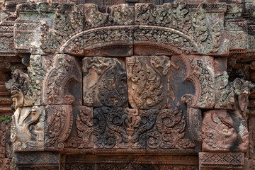 Banteay Srei Temple is an ancient temple in archaeological site in Cambodia.
