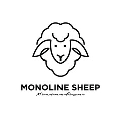 Sheep head monoline line logo icon design