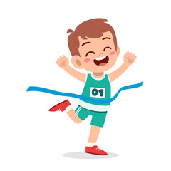 cute little boy run in marathon race and win