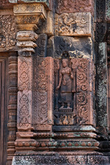 Banteay Srei Temple is an ancient temple in archaeological site in Cambodia.