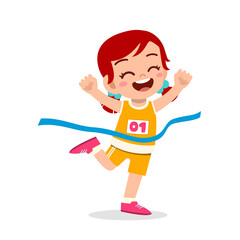 cute little girl run in marathon race and win
