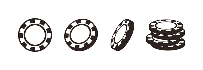 Various angles of casino chips, vector icons
