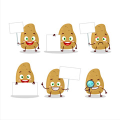 Potatoe cartoon in character bring information board