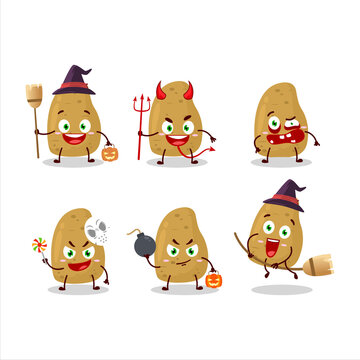 Halloween expression emoticons with cartoon character of potatoe