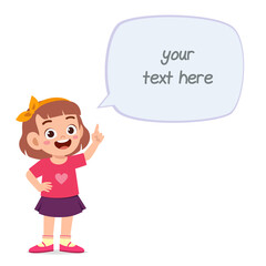 cute smart little girl speak with balloon chat