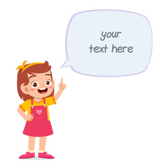 cute smart little girl speak with balloon chat
