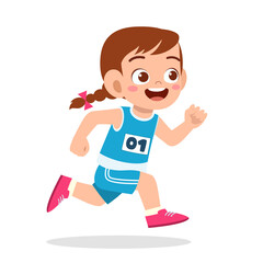 Obraz premium happy cute little girl run in marathon game