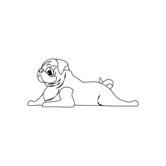 Pug dog outline cute animal vector illustration