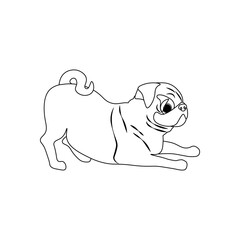 Pug dog outline cute animal vector illustration