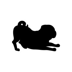 Pug dog silhouette cute animal vector illustration