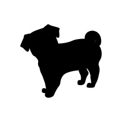 Pug dog silhouette cute animal vector illustration