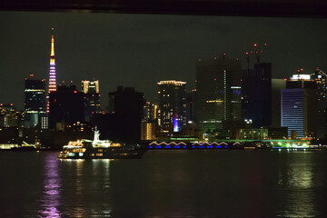 東京湾と東京タワーの夜景