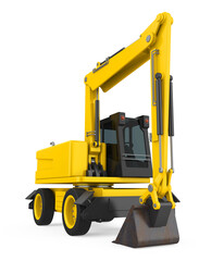 Yellow Excavator Isolated