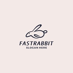 Runinng rabbit logo design vector illustration