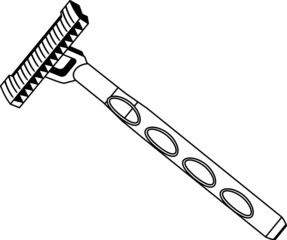 Shaving Razor line drawing, line art, vector illustration isolated on white background