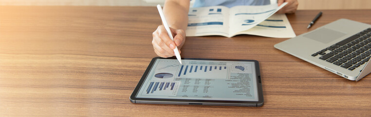 business and financial report with accountant auditing accounting. 