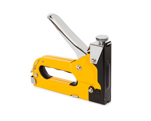 Heavy duty stapler, Staple gun, Building stapler, Construction steel stapler isolated on white...