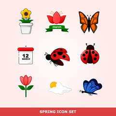 spring flat icon set vector AD300