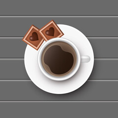 a Cap of coffee with chocolate dessert