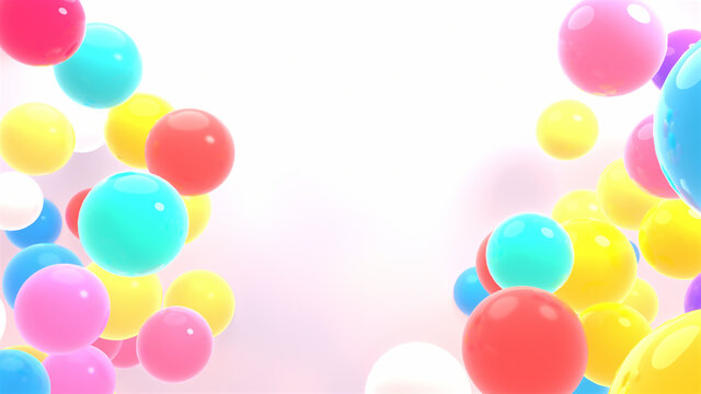 3d rendering picture of colorful balls on white background.