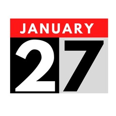 JANUARY 27 . flat daily calendar icon .date ,day, month .calendar for the month of January