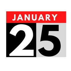 January 25 . flat daily calendar icon .date ,day, month .calendar for the month of January