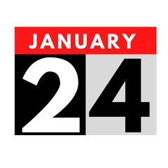 January 24 . flat daily calendar icon .date ,day, month .calendar for the month of January