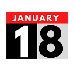 January 18 . flat daily calendar icon .date ,day, month .calendar for the month of January