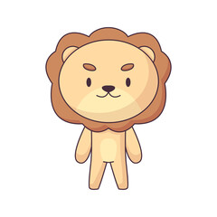 lion cartoon doodle hand drawn concept vector kawaii illustration
