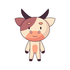 cow cartoon doodle hand drawn concept vector kawaii illustration