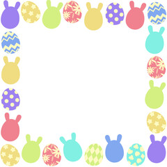 イースターエッグのフレーム　正方形　ホワイト