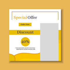 Simple social media post or banner template design. Promotion banner for social media with yellow color.