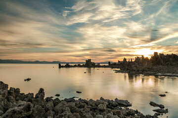 dramatic summer sunrise and sunset images of Mono Lake  in California.